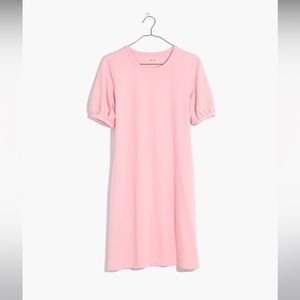Madewell Puff-Sleeve Cotton Tee Shirt Dress Light Pink Medium